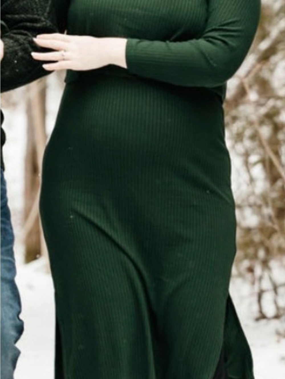 Old Navy Maternity & Nursing Dark Green Ribbed Midi Dress